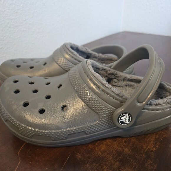Croc Dual Comfort Gray Slip-On Clogs Fur Lined Men's-4 Women's-6 - Picture 1 of 15